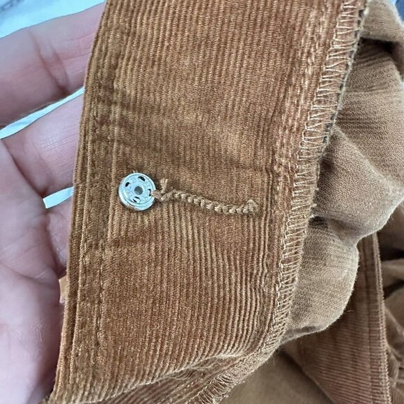 Madewell Embroidered Eyelet Ribbed Corduroy Tie-Sleeve Top in Warm Coffee Sz S - Picture 7 of 11